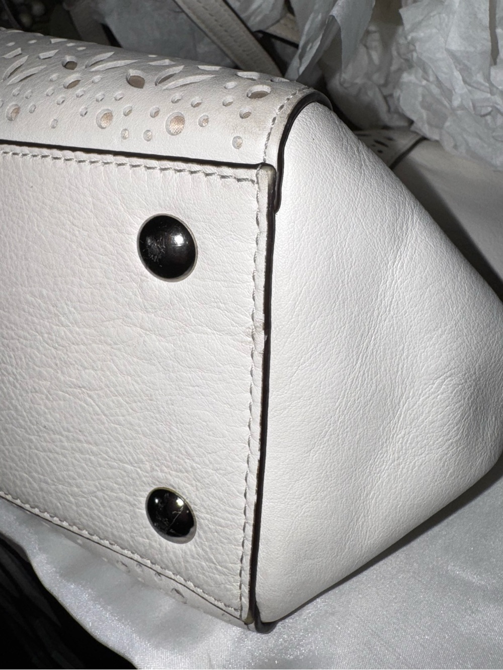 COACH Taylor Eyelet Chalk Leather Tote Satchel 2014 - #27391 - GUC - Picture 14 of 16